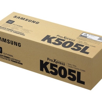 Embalagem de toner Samsung K505L ProXpress castanha com texto preto