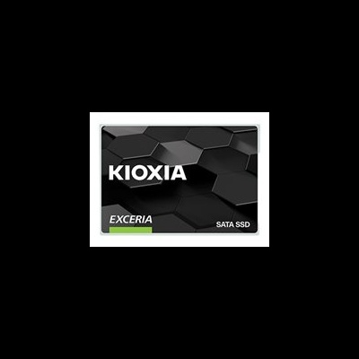 SSD SATA KIOXIA EXCERIA com padrão hexagonal preto e cinzento