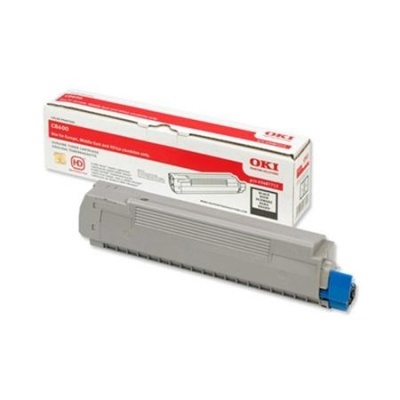 Toner OKI C844dn cinzento com tampa azul e caixa branca e vermelha