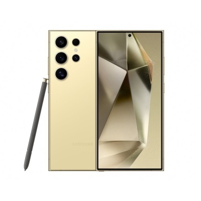 Smartphone dourado com caneta e ecrã com padrão abstrato