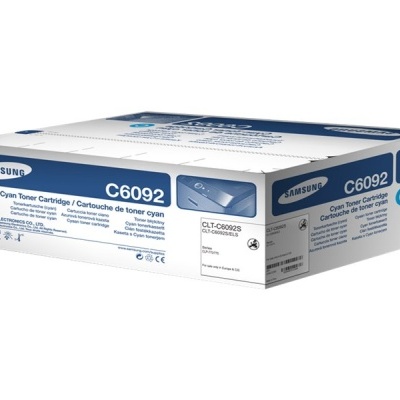 Caixa de toner Samsung C6092 Ciano branca e azul