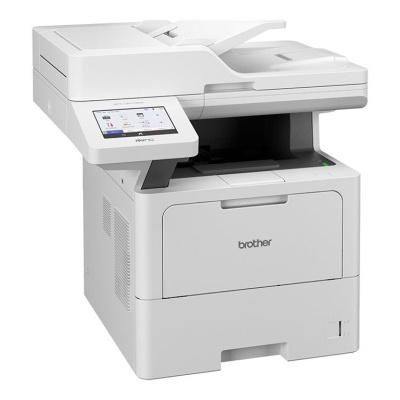 Impressora multifuncional Brother branca com visor digital e alimentador automático de folhas