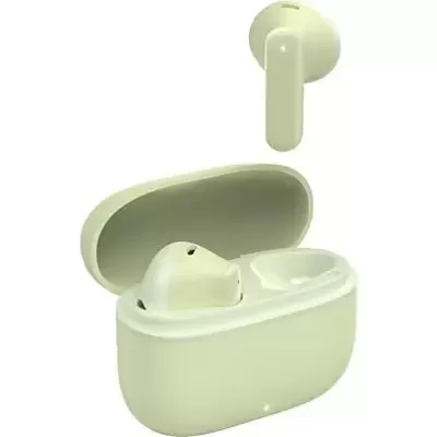 Auscultadores sem fios brancos com estojo de carregamento aberto
