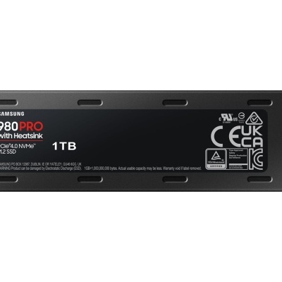 Disco SSD Samsung 980 PRO 1TB com Heatsink, interface PCIe 4.0 NVMe