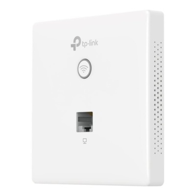 Dispositivo TP-Link branco com ícone de Wi-Fi e porta Ethernet