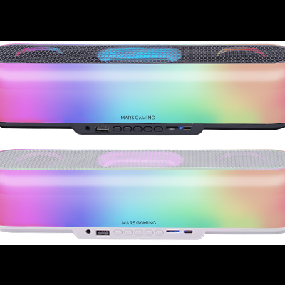 Colunas de som Mars Gaming com iluminação RGB em plástico preto e branco