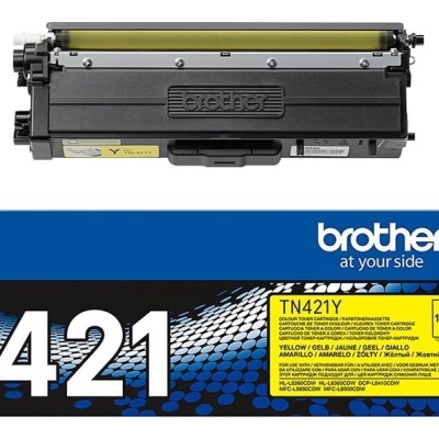 Cartucho de toner Brother TN421Y amarelo com embalagem