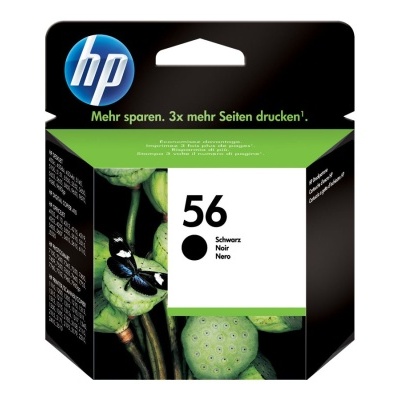 Caixa de tinteiro HP 56 preto com imagem de flores verdes