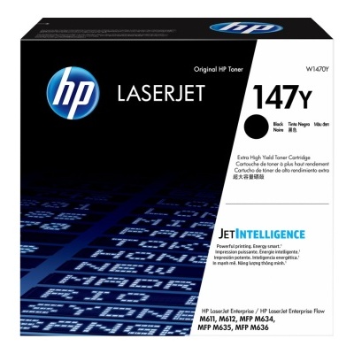 Embalagem de toner HP LaserJet preto original modelo 147Y.