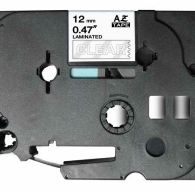 Cartucho de fita laminada preta com etiqueta branca