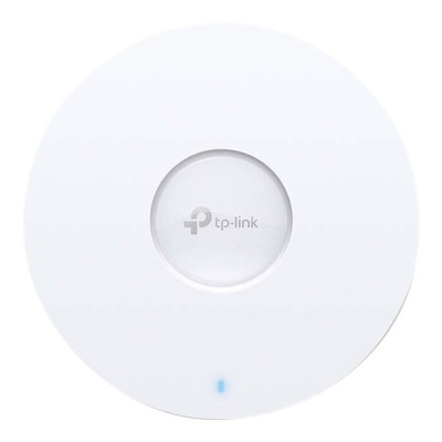 Dispositivo branco redondo tp-link com LED azul