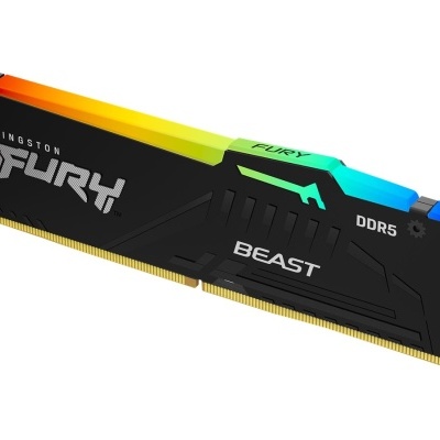 Módulo de memória RAM Kingston Fury Beast DDR5 preto com iluminação RGB