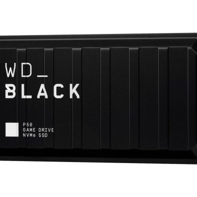 Disco SSD NVMe WD_BLACK P50 preto para jogos com texto branco