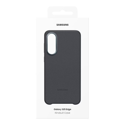 Capa preta texturada para Samsung Galaxy S25 Edge na embalagem branca