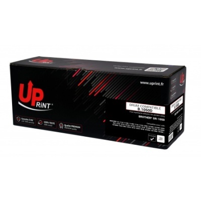 Caixa preta Uprint para tambor compatível B.1050D com texto e padrão linear vermelhos e cinza