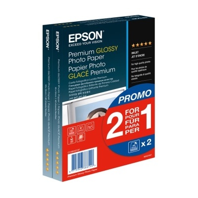 Embalagem de papel fotográfico Epson Premium Glossy com oferta promocional 2 por 1