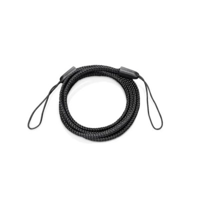 Cordão preto trançado com argolas nas extremidades
