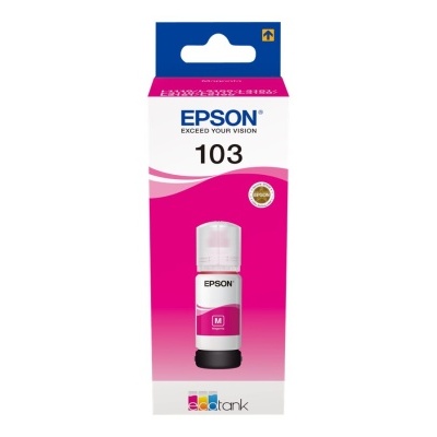 Frasco de tinta Epson magenta modelo 103 na embalagem
