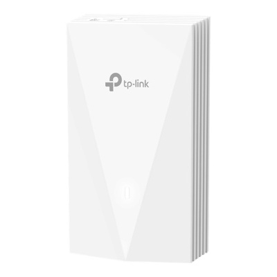 Adaptador de rede TP-Link branco com design geométrico e logótipo
