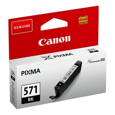 Cartucho de tinta preto Canon PIXMA 571 BK em embalagem vermelha e branca