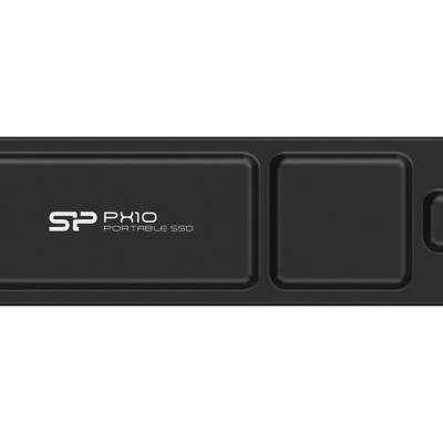 Disco de estado sólido portátil preto com texto branco