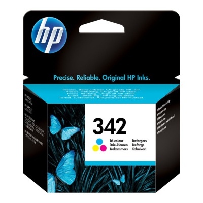 Embalagem de tinteiro HP 342 tri-color com borboletas azuis