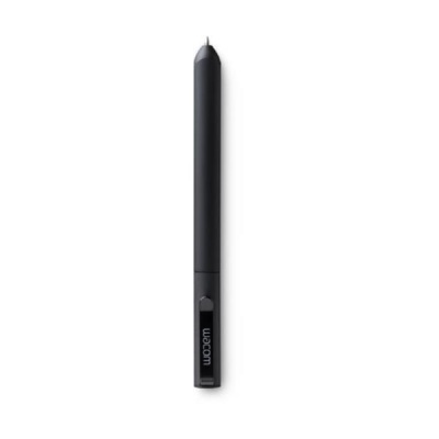 Stylus preto com a marca Wacom na parte inferior