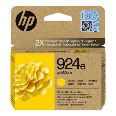 Cartucho de tinta HP 924e EvoMore amarelo em embalagem de cartão reciclado