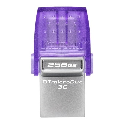 Pen drive Kingston 256GB DTmicroDuo 3C com tampa roxa