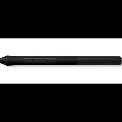 Caneta digital preta com dois botões laterais e ponteira fina.