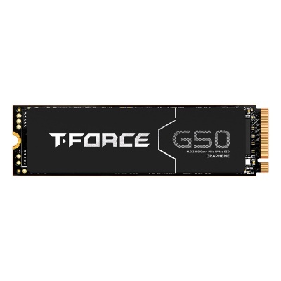 SSD M.2 NVMe preto com texto T-FORCE G50 em branco