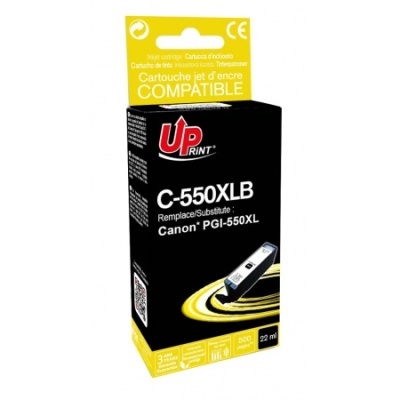 Embalagem de tinteiro compatível UPprint C-550XLB preta e amarela para Canon PGI-550XL