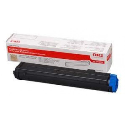Toner OKI preto com caixa branca e vermelha