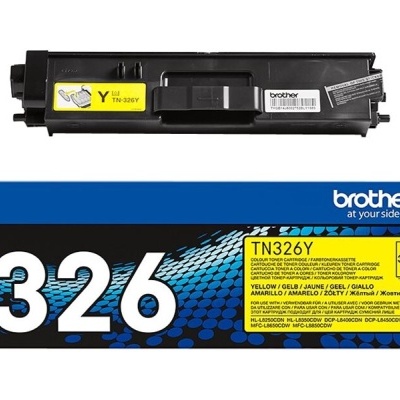 Cartucho toner Brother TN-326Y amarelo com embalagem azul e preta