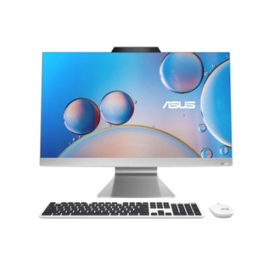 Computador All-in-One Asus com teclado e rato sem fios em fundo branco