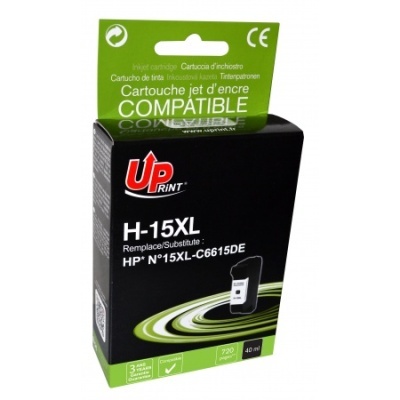 Cartucho de tinta compatível UP Print H-15XL para impressoras HP, embalagem preta e verde