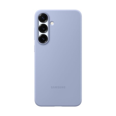 Smartphone Samsung azul claro com três câmaras traseiras alinhadas verticalmente