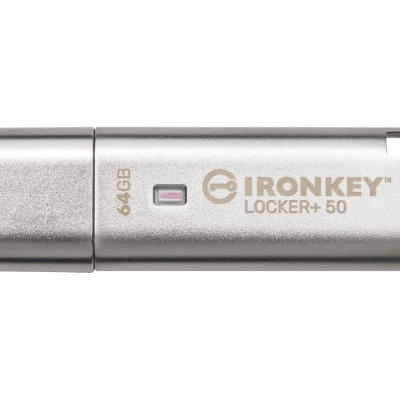 Pen USB metálico prateado IRONKEY LOCKER+ 50 64GB