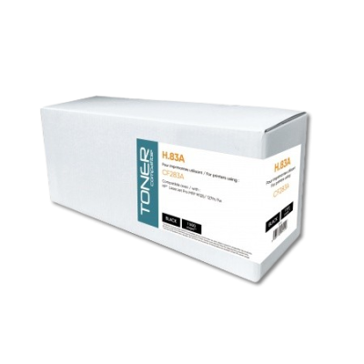 Caixa branca de toner para impressoras com etiqueta H.83A e texto de compatibilidade