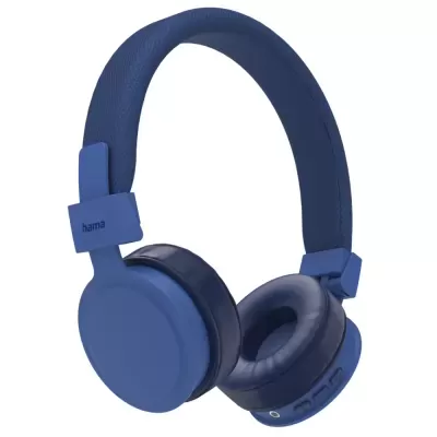 Auriculares azuis over-ear da marca Hama com ponte e almofadas acolchoadas
