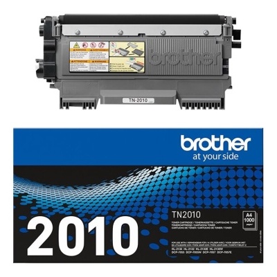 Cartucho toner Brother TN2010 preto com embalagem azul e preta