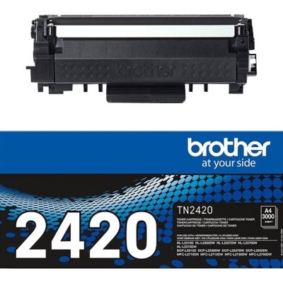 Toner preto Brother TN2420 com embalagem azul e preta