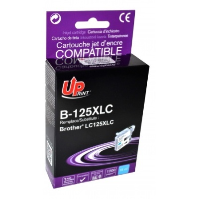 Cartucho de tinta compatível UP print B-125XLC para Brother LC125XLC em embalagem preta e roxa
