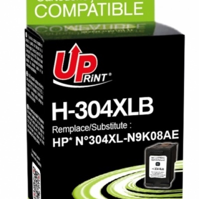 Cartucho de tinta compatível UPrint H-304XLB em caixa preta e verde