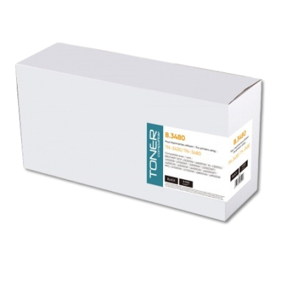 Caixa branca de toner para impressora com etiqueta com texto e código