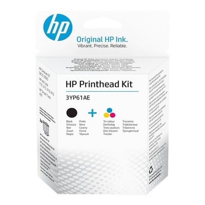 Embalagem do HP Printhead Kit 3YP61AE branca com logótipo HP e texto Original HP Ink