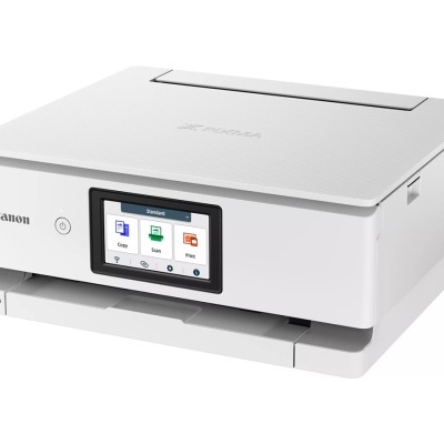 Impressora multifunções Canon branca com ecrã táctil