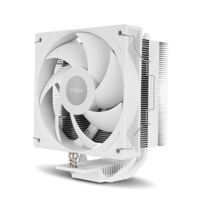 Ventoinha de refrigeração branca para computador com marca NOX e lâminas curvas