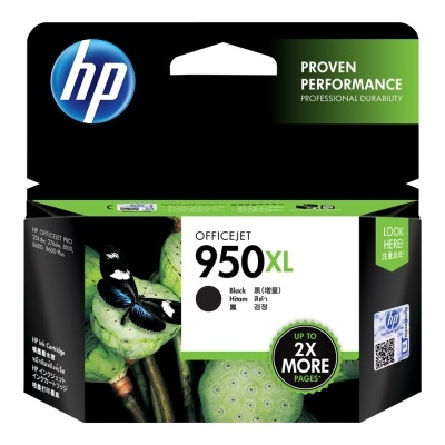 Cartucho de tinta HP OfficeJet 950XL preto em embalagem visual