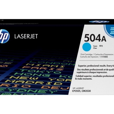 Caixa de cartucho de impressão HP LaserJet 504A ciano